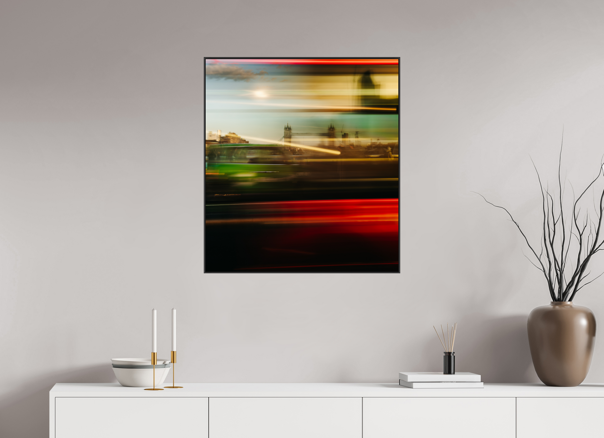 70 x 77.2 cm, black aluminium frame Velocity