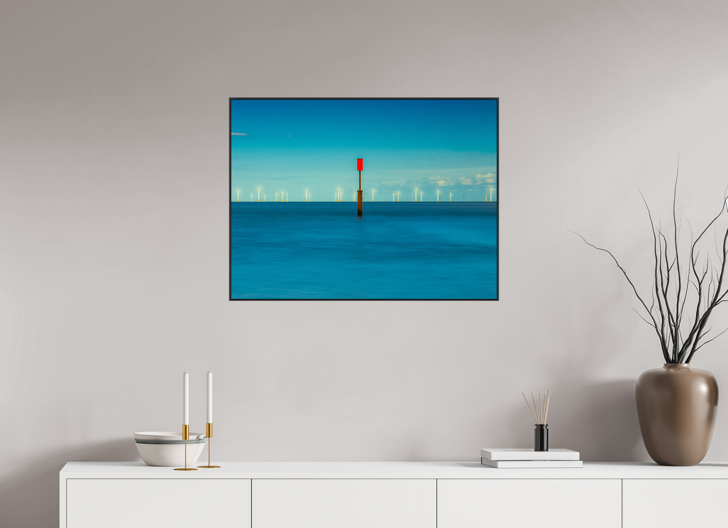 80 x 60 cm, black aluminium frames Red Signal