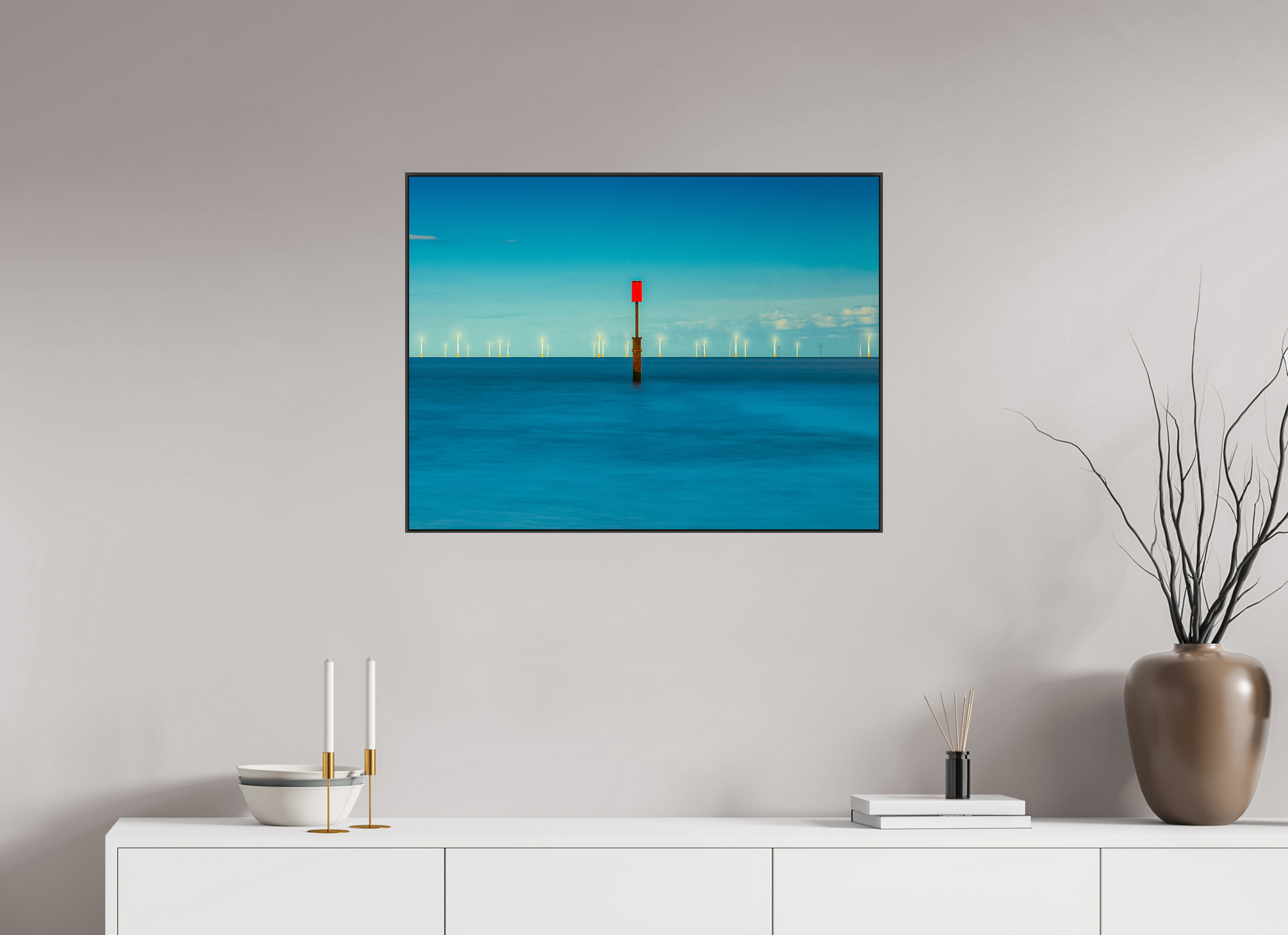 80 x 60 cm, black aluminium frames Red Signal