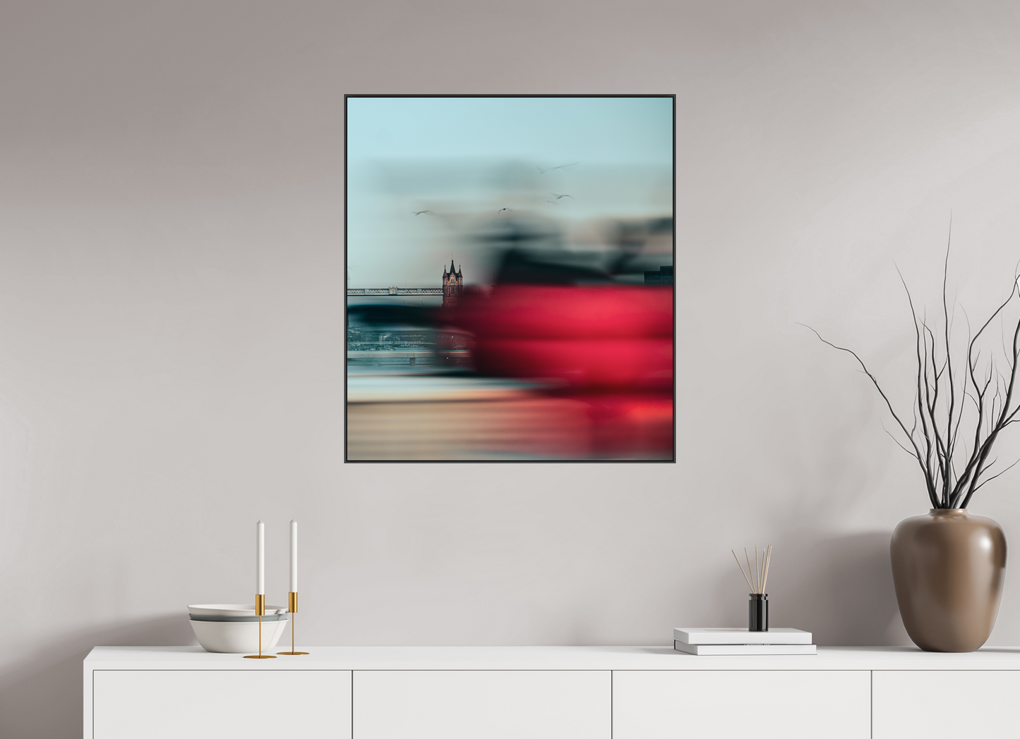 70 x 78.1 cm, black aluminium frame Red Blur