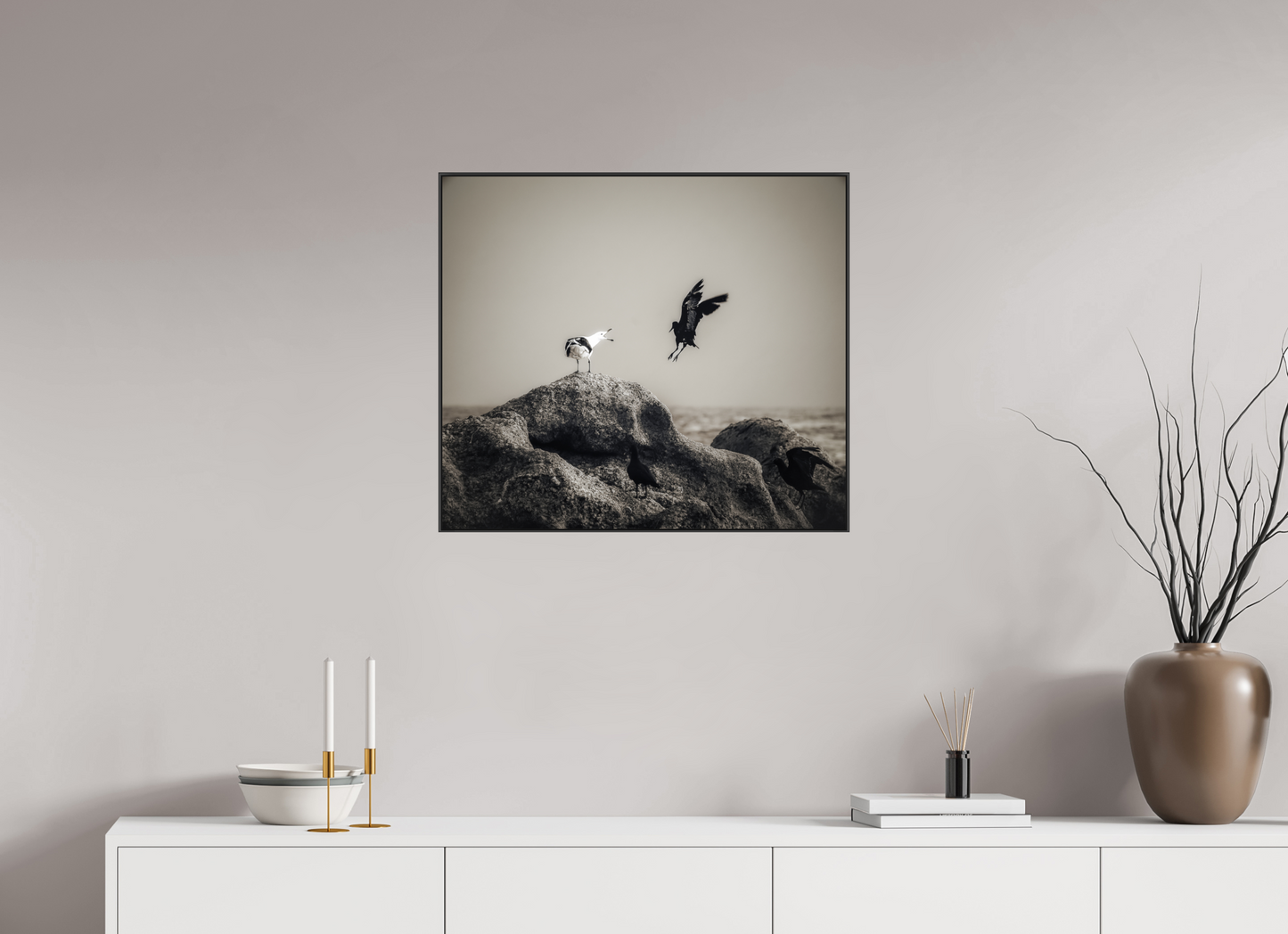 68.7 x 60 cm, black aluminium frames The Watcher