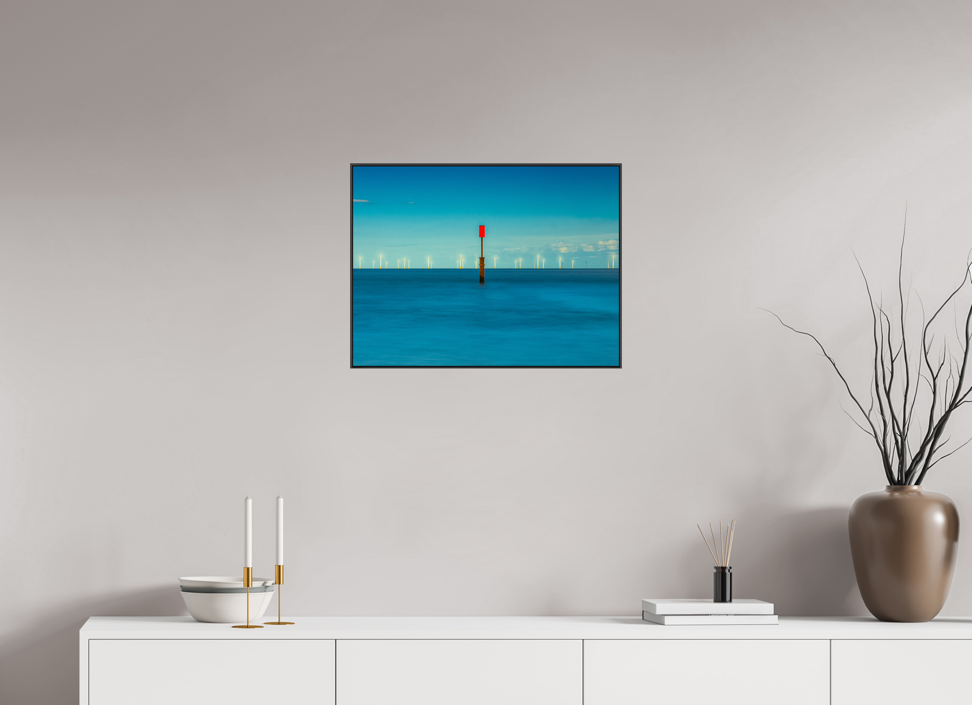 60 x 45 cm, black aluminium frames Red Signal