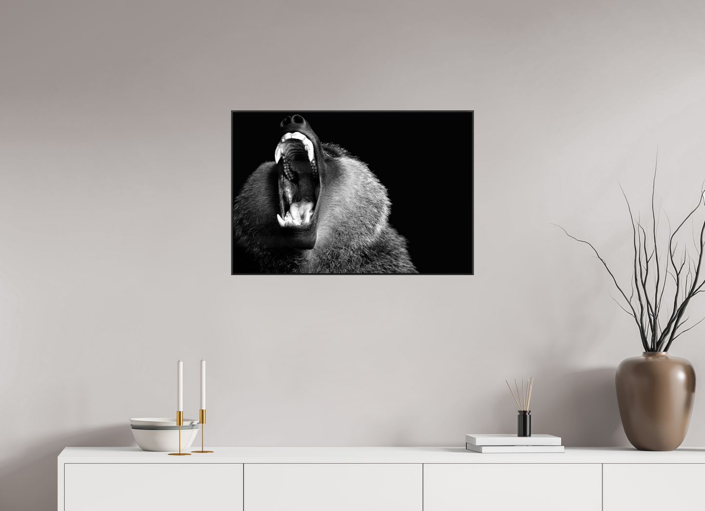 74.2 x 50 cm, black aluminium frames Primal Silence