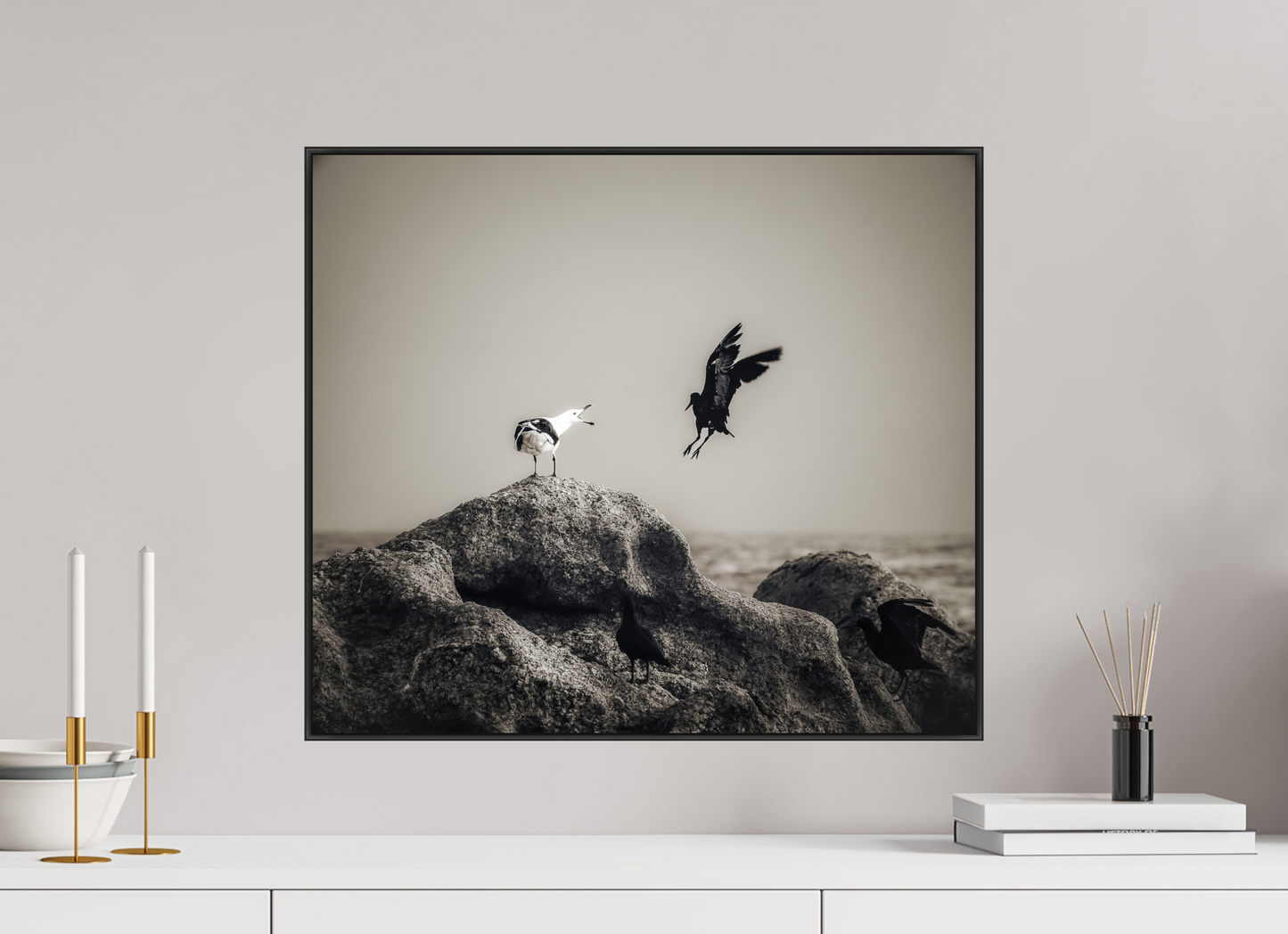 57.3 x 50 cm, black aluminium frames The Watcher