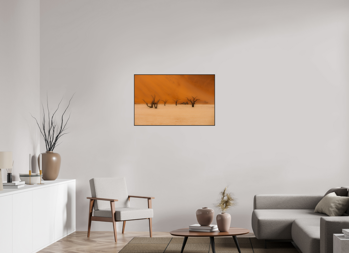 95.2 x 60 cm, black aluminium frames Silent Divide