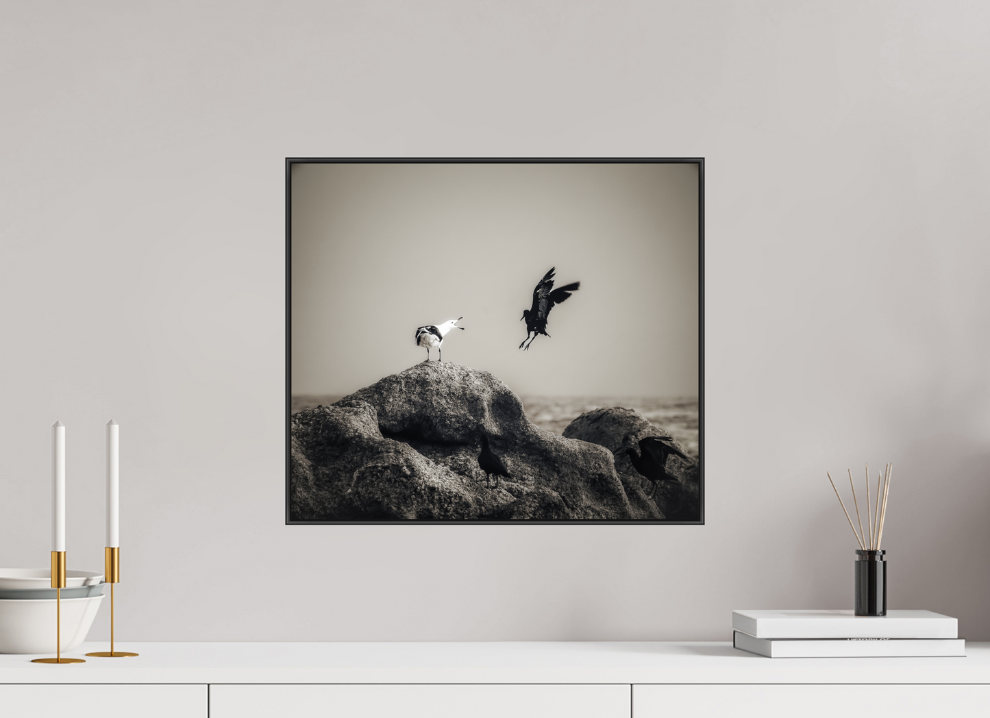 45.8 x 40 cm, black aluminium frames The Watcher