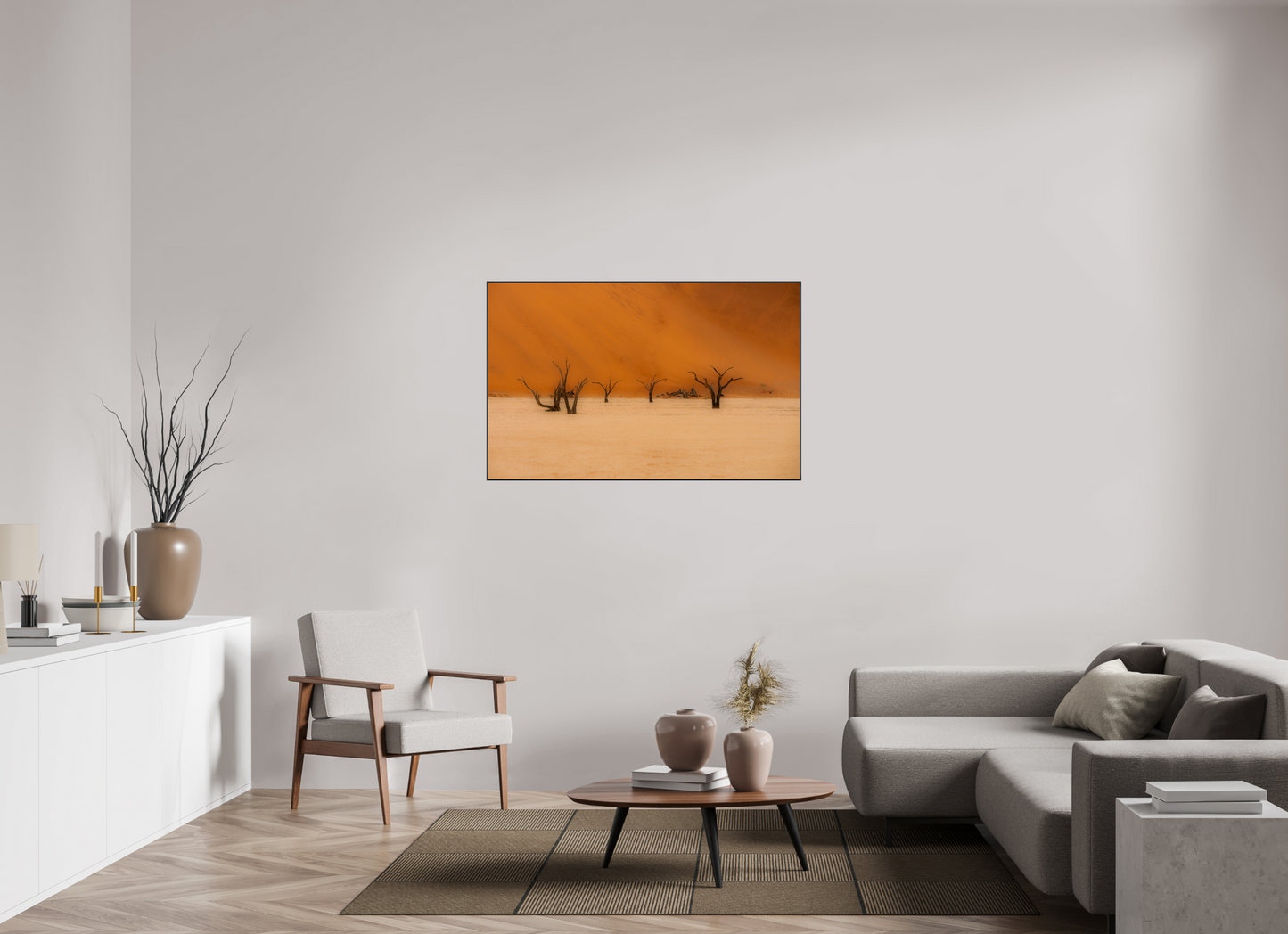 126.9 x 80 cm, black aluminium frames Silent Divide
