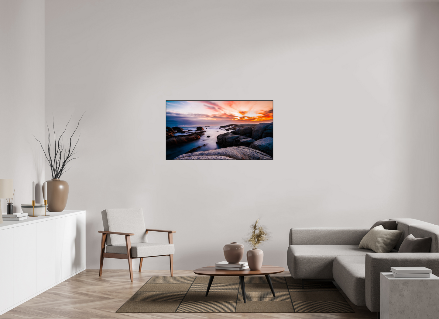 127.2 x 70 cm, black aluminium frames Convergence