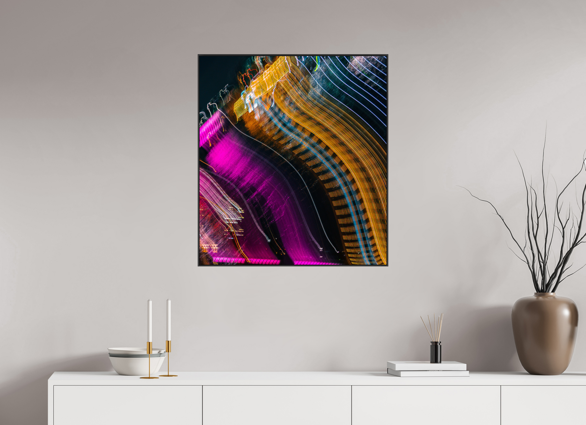 70 x 78.1 cm, black aluminium frames Electric Veins