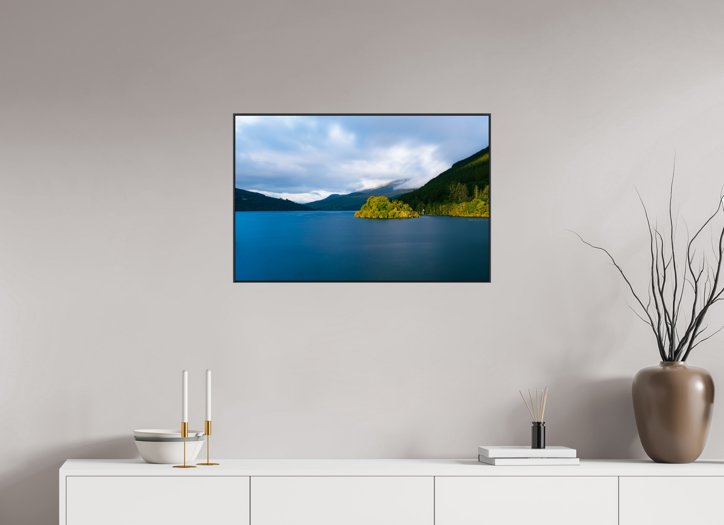 76.8 x 50 cm, black aluminium frames Quiet Horizon