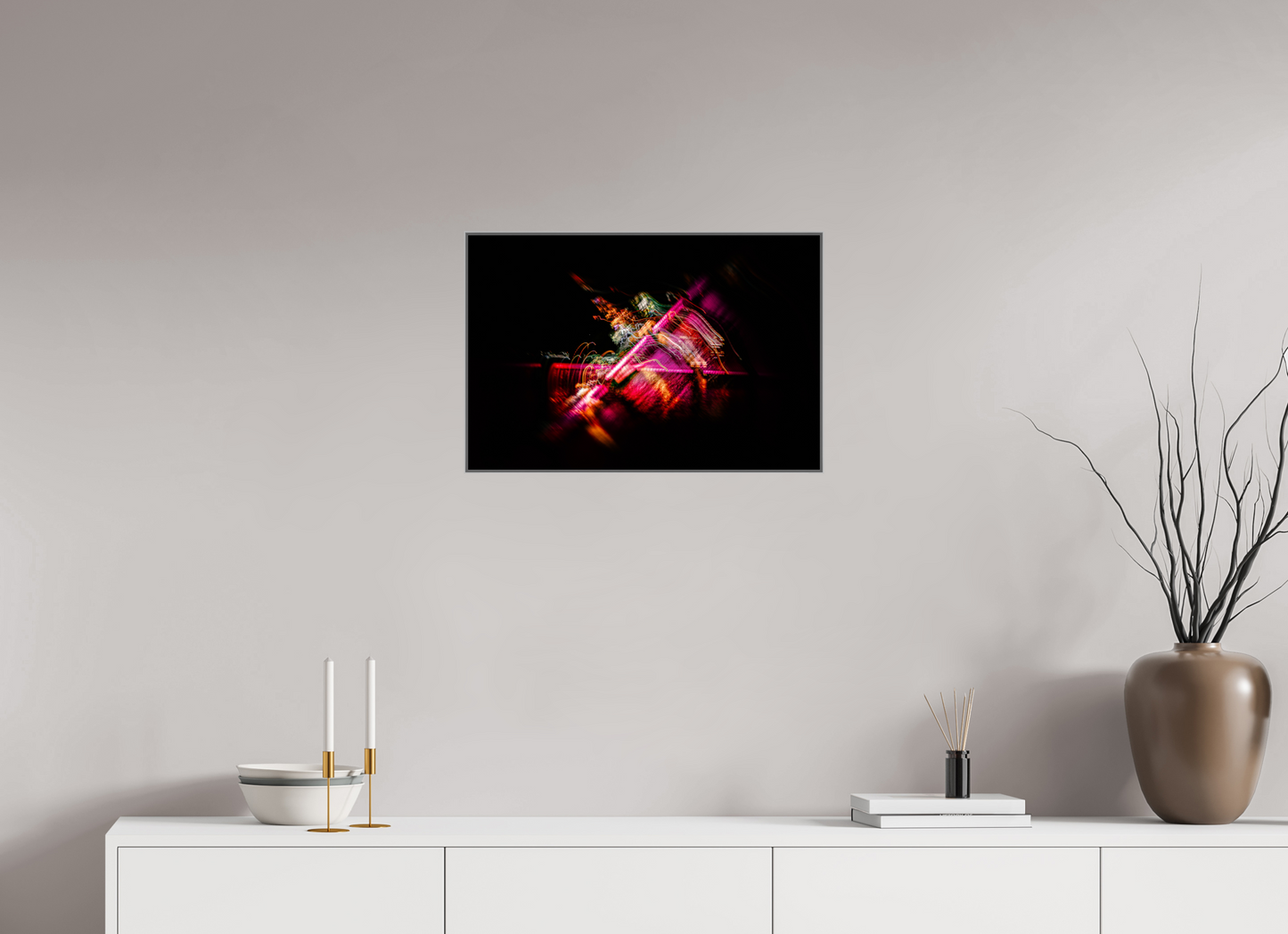 60 x 40 cm, silver frame acrylic Neon Drift