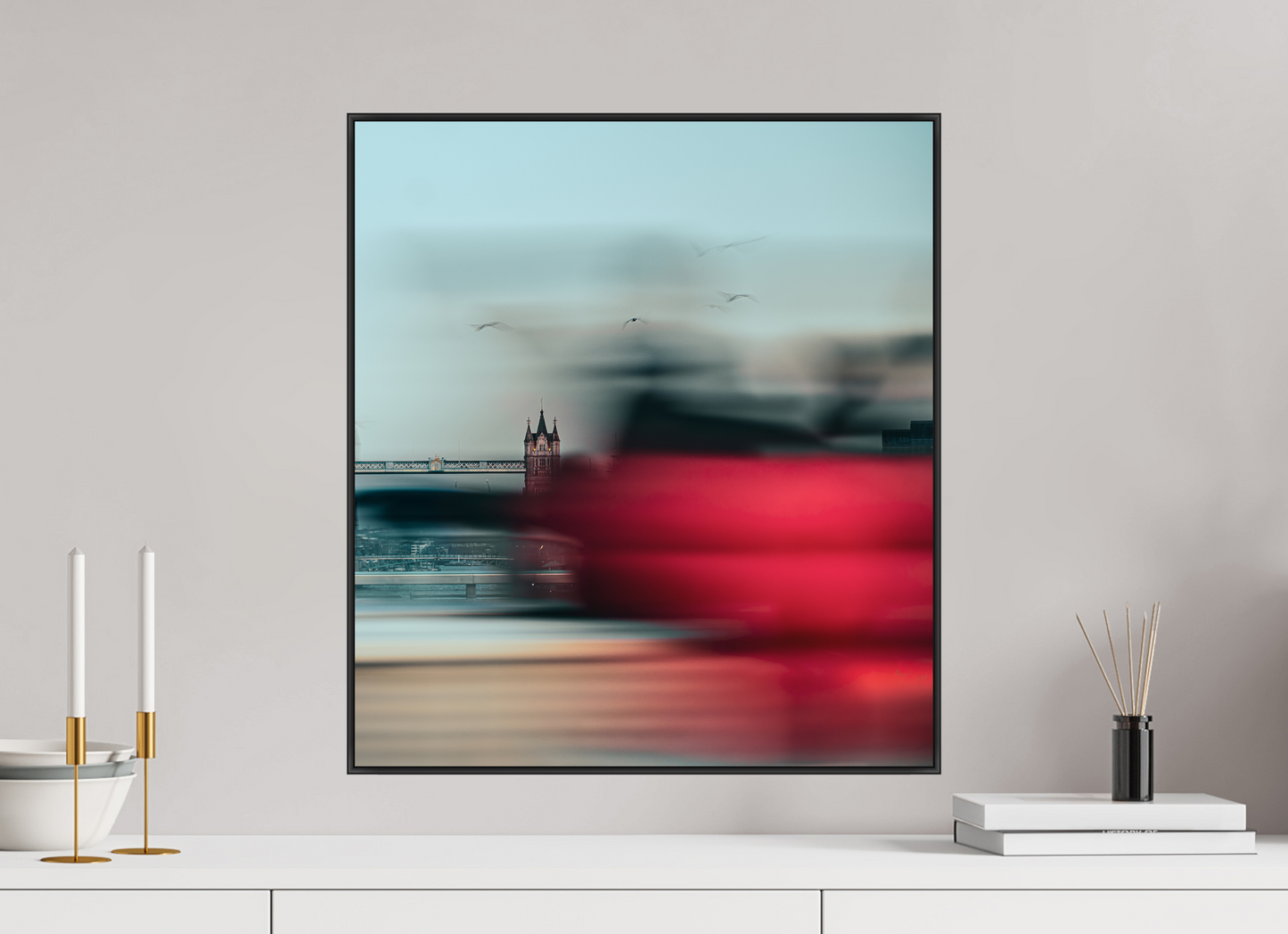 50 x 55.8 cm, black aluminium frame Red Blur