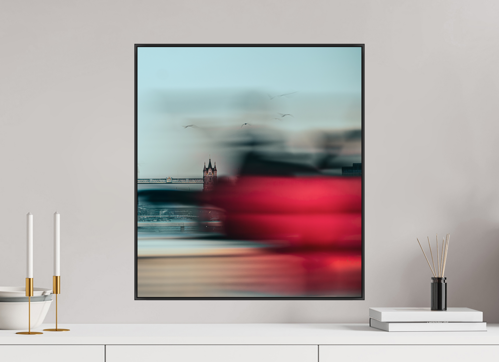 50 x 55.8 cm, black aluminium frame Red Blur