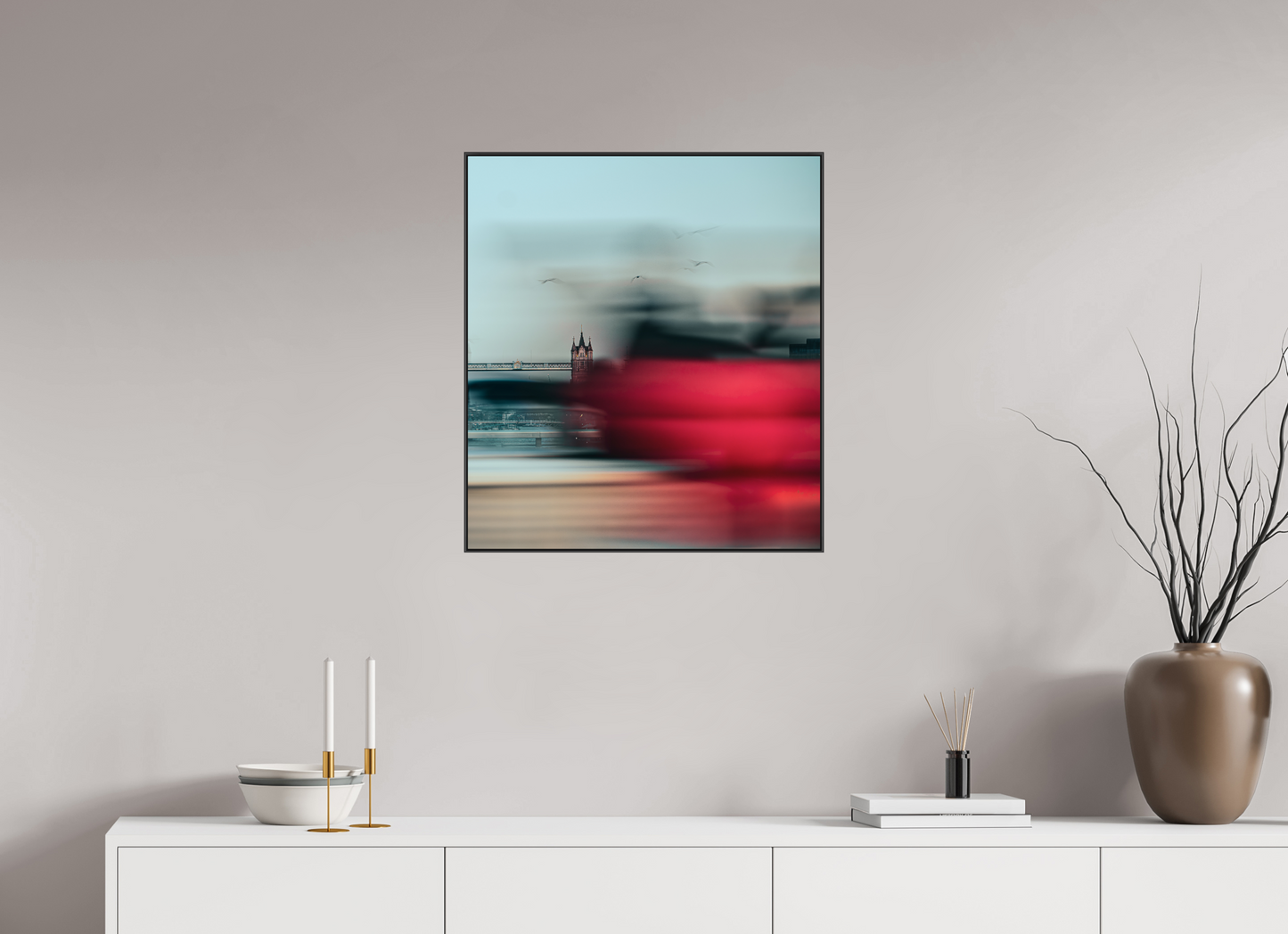 60 x 66.9 cm, black aluminium frame Red Blur
