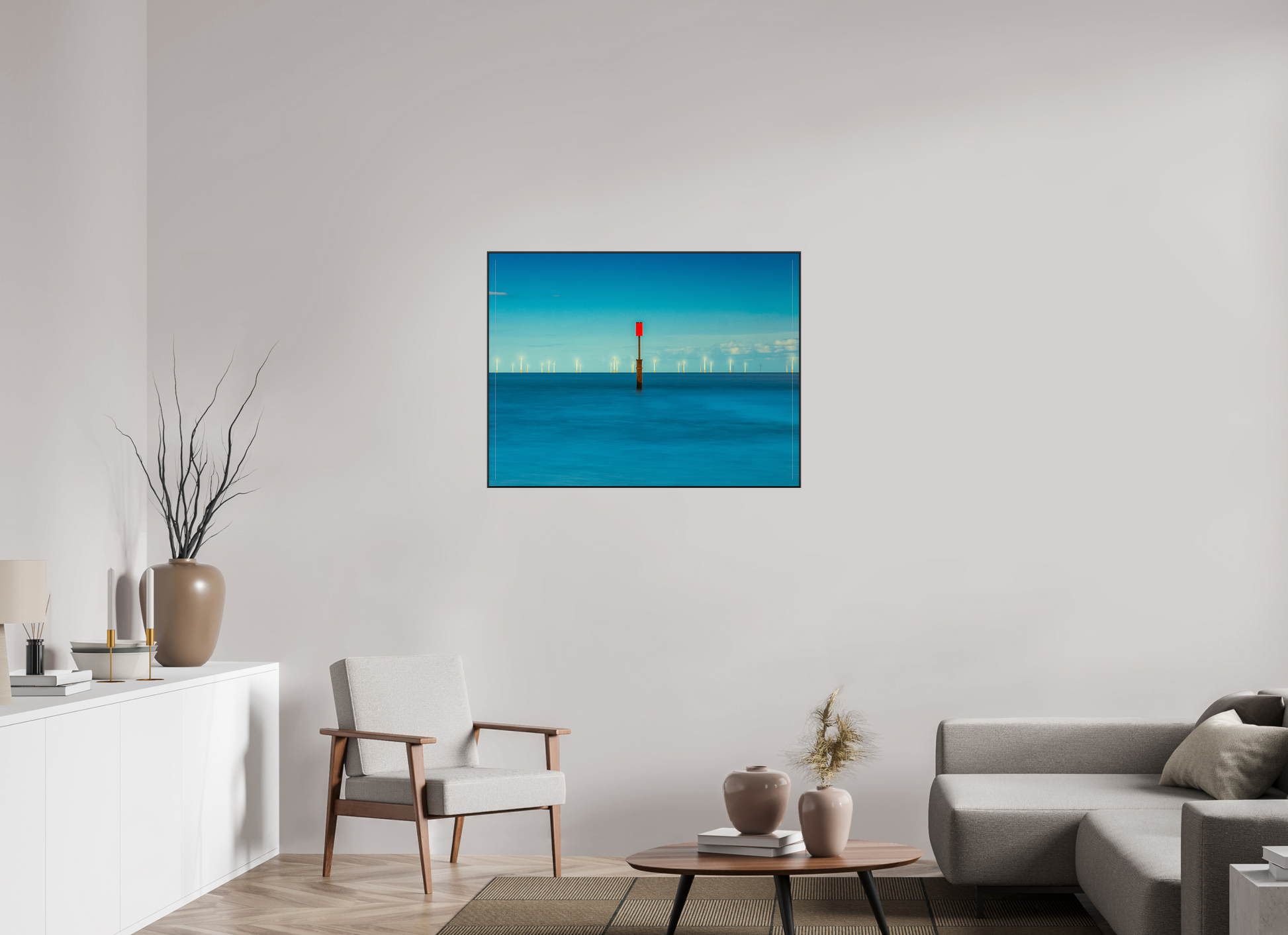 100 x 75 cm, black aluminium frames Red Signal