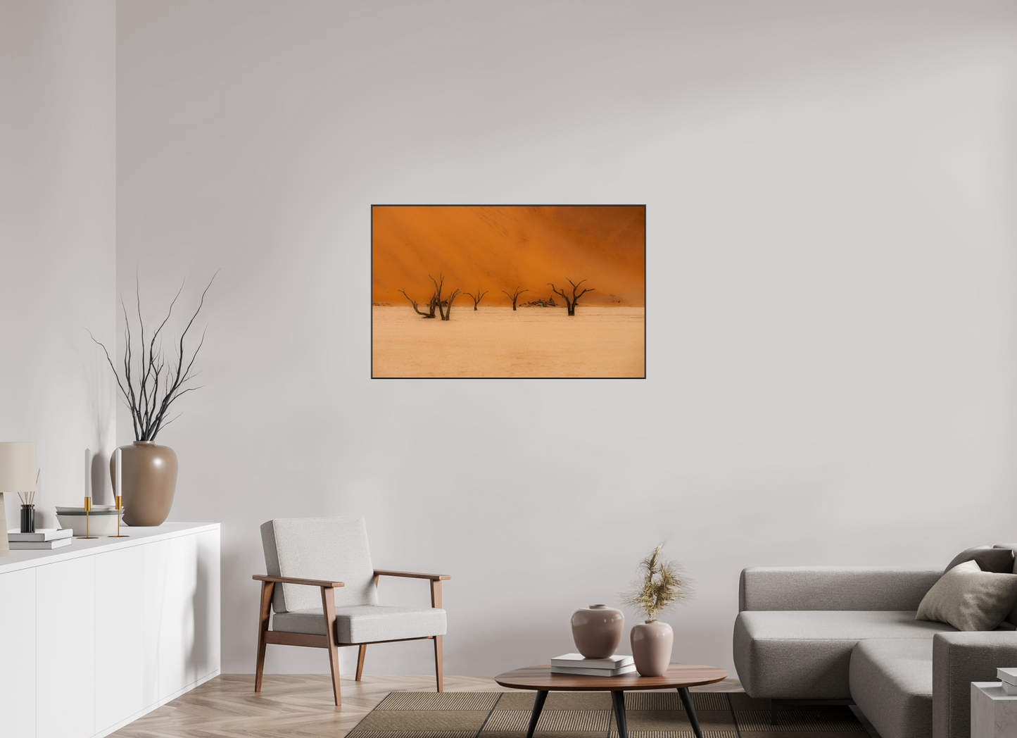 111.1 x 70 cm, black aluminium frames Silent Divide